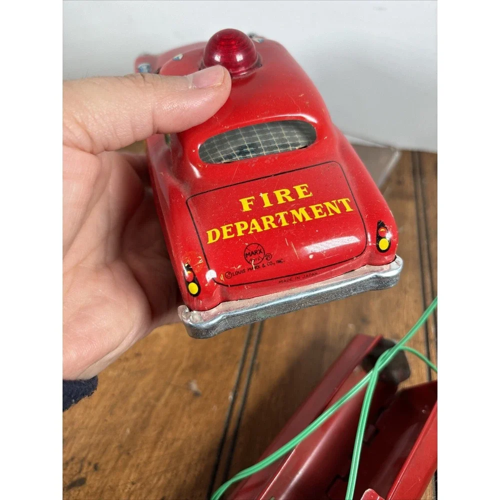 Vintage MARX Battery Operated Fire Chief TIN CAR Lot Of‎ 2 PARTS ONLY Repair